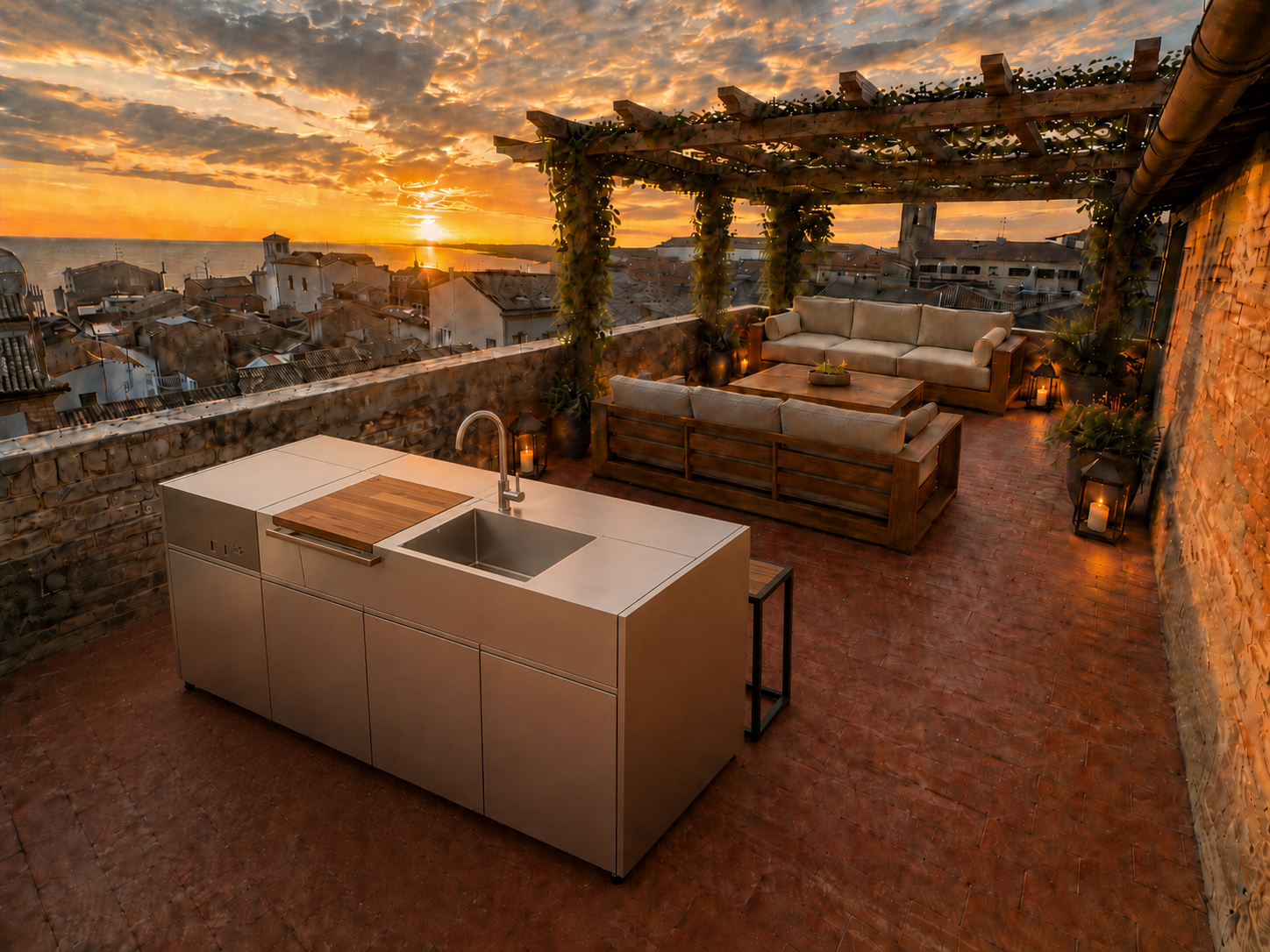 Rooftop terrace above Vasto at sunset — Bellacasa Journal Issue No. 1 cover