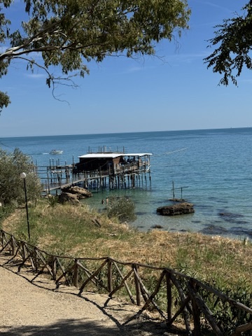 Traditional wooden trabocco fishing platform on the Adriatic coast
